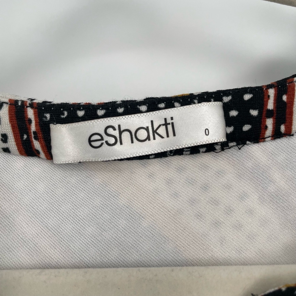 eShakti Women's Black Geometric Pattern Handkerchief Hem High Low Dress Size 0 - Picture 5 of 12